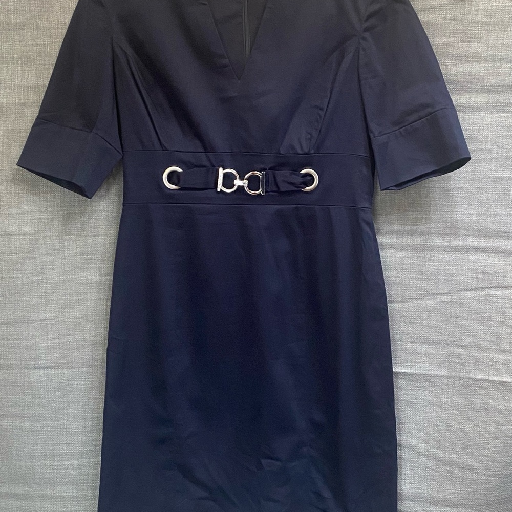 Jones New York Navy Dress with Silver Accents